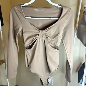 Abercrombie Tan Cutout Bodysuit